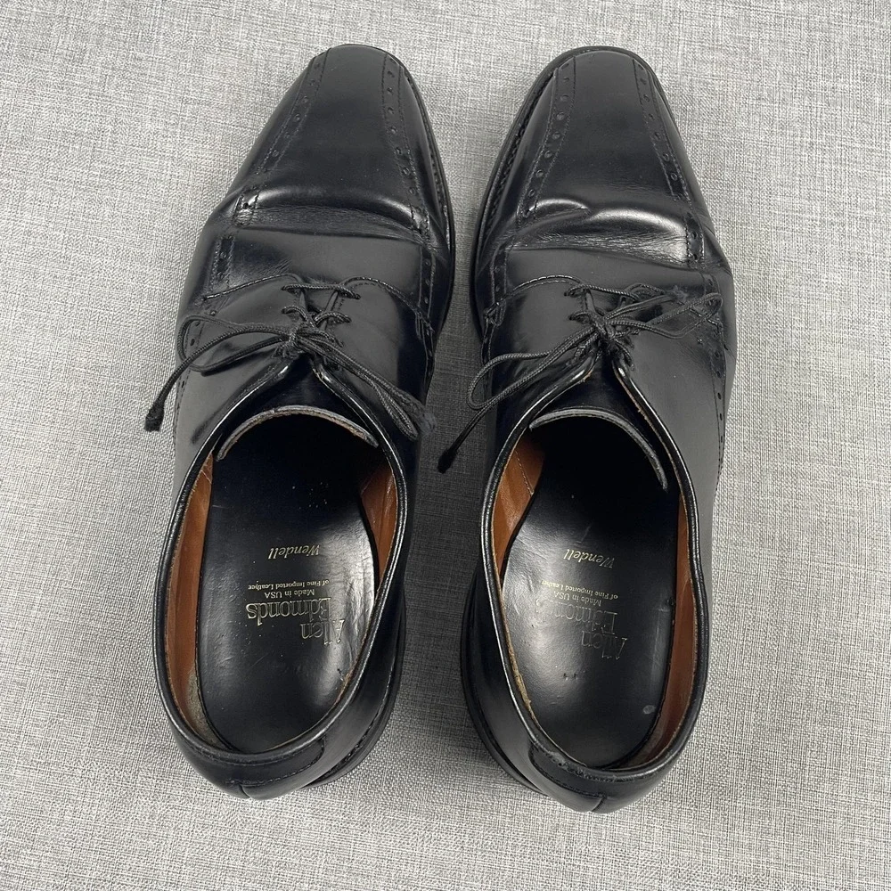 Allen Edmonds Wendell Shoes Mens‎ Size 7 Black Derby Cap Toe Leather Made USA